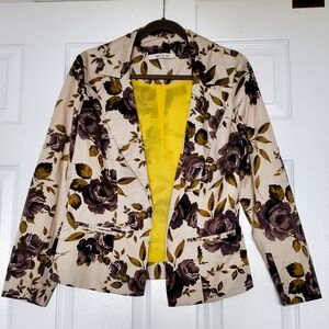 NICK & MO Cotton Floral Blazer with Yellow Lining Artsy Cottage Medium